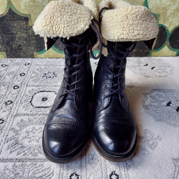 Steve Madden Leather & Faux Fur Combat Boots - Picture 6 of 9